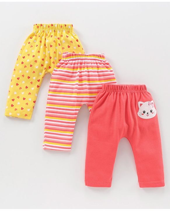 Babyhug Full Length Knit Diaper Leggings Multi Print Pack Of 3 - Multicolor