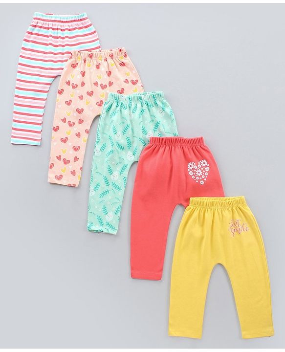 Babyhug Full Length Knitted Diaper Pants Multiptint Pack of 5 - Multicolor