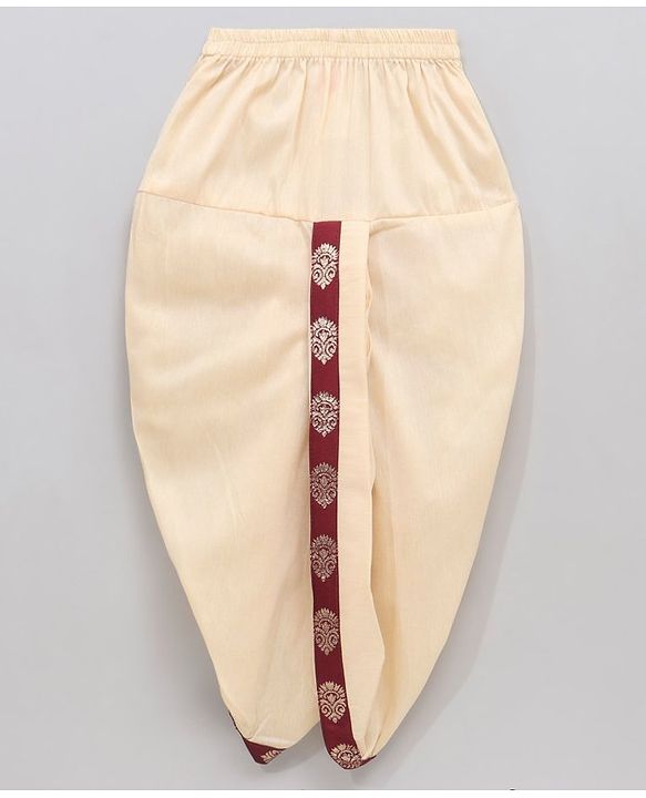 Babyhug Full Sleeves Kurta & Dhoti With Jacket Embroidery Detailing - Cream Maroon