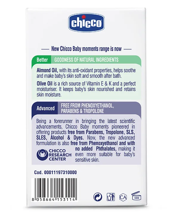 Chicco Baby Moments Almonds and Olive Oil Soap 125 gm Each (Pack of 4)  Online in India, Buy at Best Price from  - 11313238