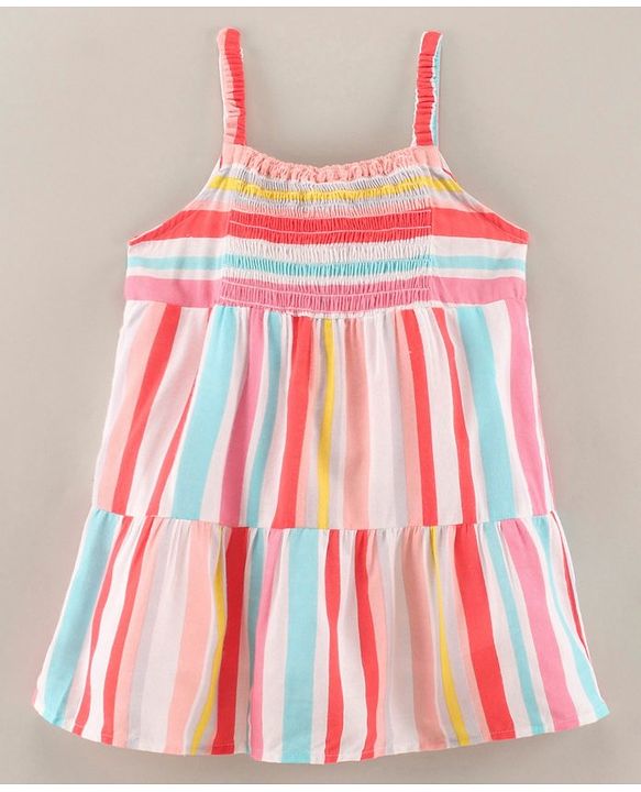 Babyhug Singlet Viscose Striped Frock - Multicolor