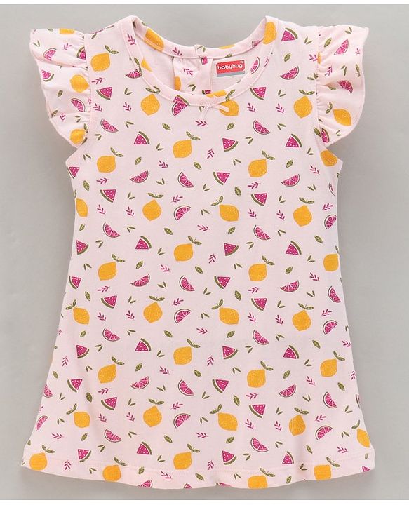 Babyhug Cap Sleeves Nighties Multiprint Pack of 2 - White Light Pink