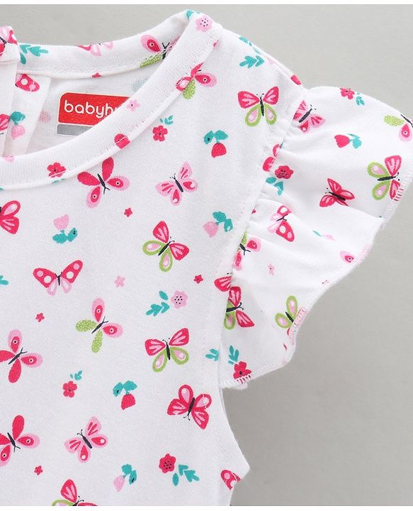 Babyhug Cap Sleeves Nighties Multiprint Pack of 2 - White Light Pink