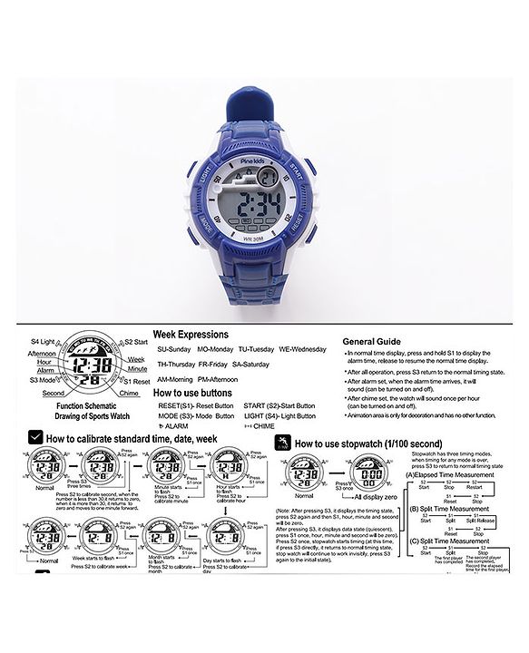Pine Kids Digital Watch Free Size - Blue