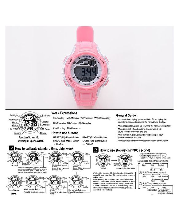 Pine Kids Digital Watch Free Size - Pink