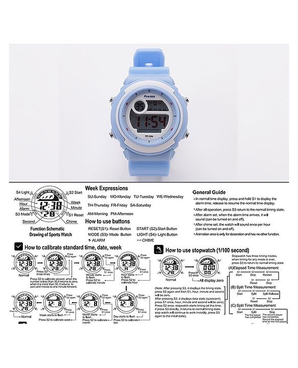 Pine Kids Digital Watch Free Size - Blue