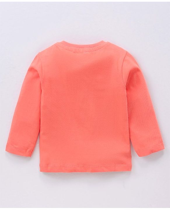 Babyhug Full Sleeves Night Suit Fox Print - Peach