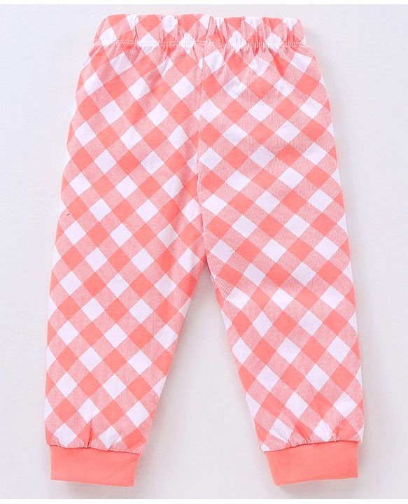 Babyhug Full Sleeves Night Suit Fox Print - Peach