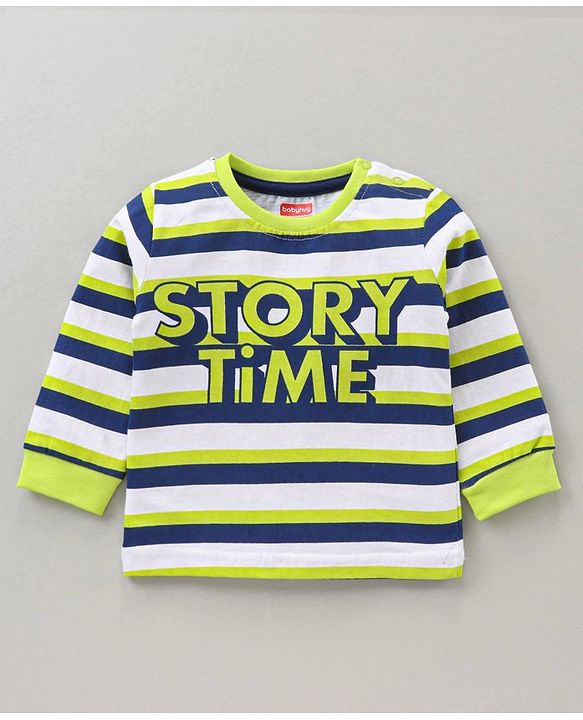 Babyhug Cotton Knit Full Sleeves Night Suit Stripes and Text Print - Multicolour