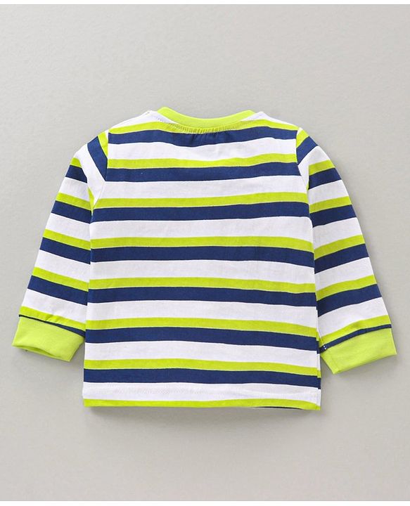 Babyhug Cotton Knit Full Sleeves Night Suit Stripes and Text Print - Multicolour