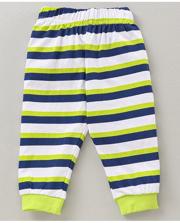 Babyhug Cotton Knit Full Sleeves Night Suit Stripes and Text Print - Multicolour
