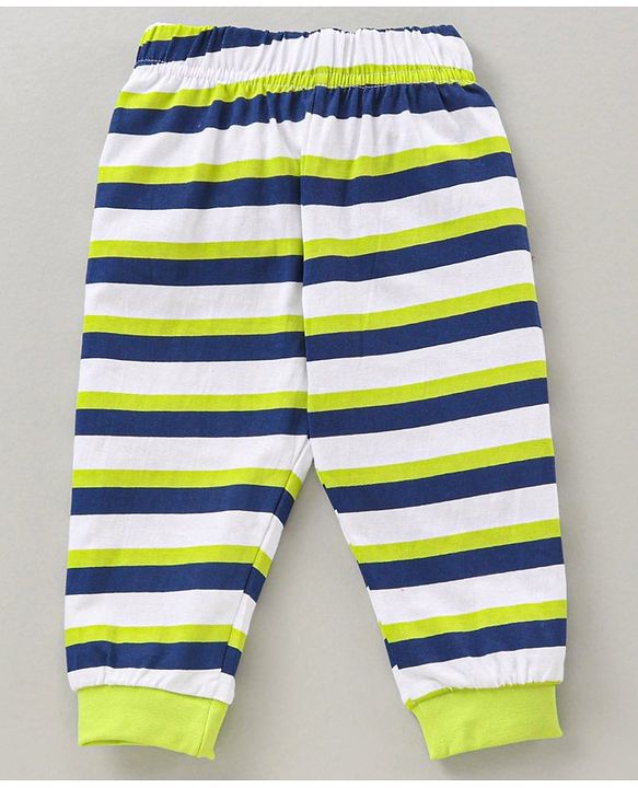 Babyhug Cotton Knit Full Sleeves Night Suit Stripes and Text Print - Multicolour
