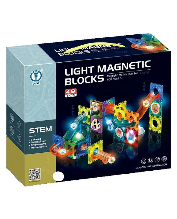 HAPPY HUES Light Magnetic Tiles Building Blocks for Kids Magnetic Marble  Run Toys for Kids 49 Pieces Online India, Buy Building & Construction Toys  for (3-6Years) at  - 11315357
