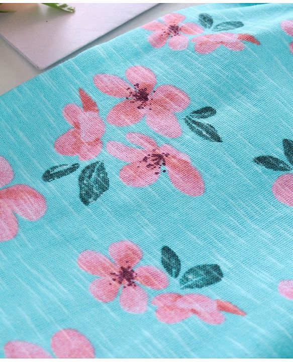 Babyhug Cap Sleeves 100% Cotton Jumpsuit Floral Print - Turquoise