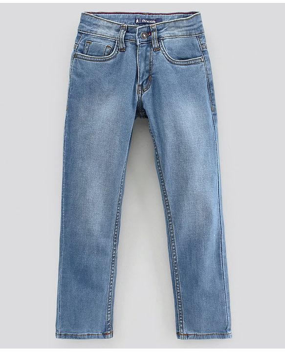 Pine Kids Full Length Stretchable Denim Jeans - Light Blue