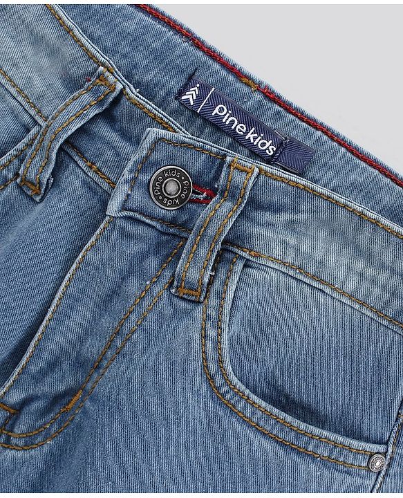Pine Kids Full Length Stretchable Denim Jeans - Light Blue