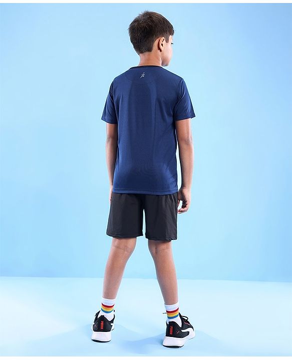 Pine Active Half Sleeves T-Shirt Text Print - Navy Blue