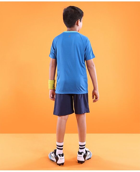 Pine Active Skin Friendly & Breathable Half Sleeves T-Shirt Text Printed - Blue