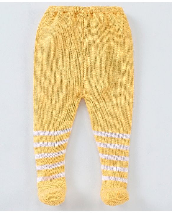 Babyhug Footed Striped Leggings - Yellow