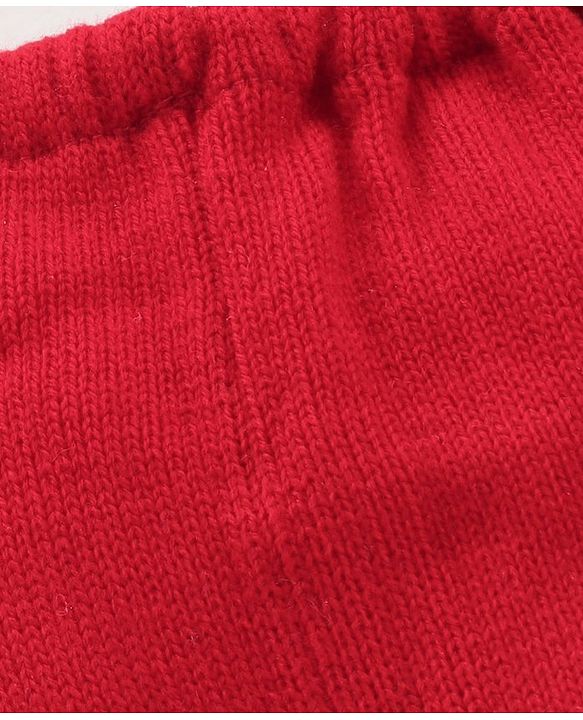 Babyhug Footed Knit Striped Leggings- Red