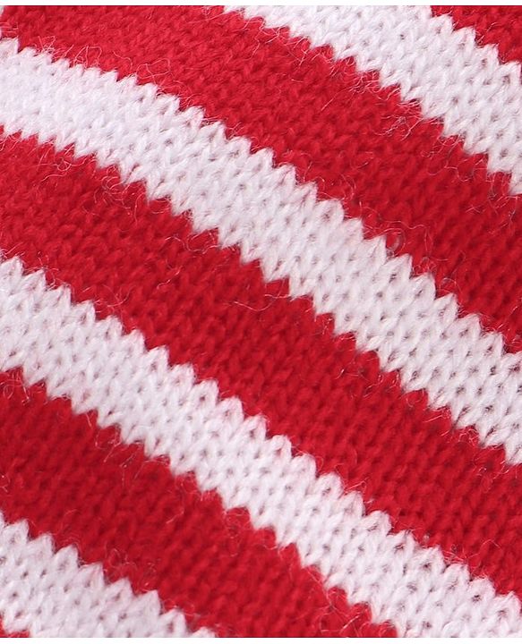 Babyhug Footed Knit Striped Leggings- Red