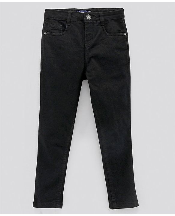 Pine Kids Full Length Stretchable Solid Color Jeans - Black