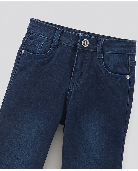 Pine Kids Cotton Full Length Stretchable Jeans with Flared Style Washed - Dark Blue