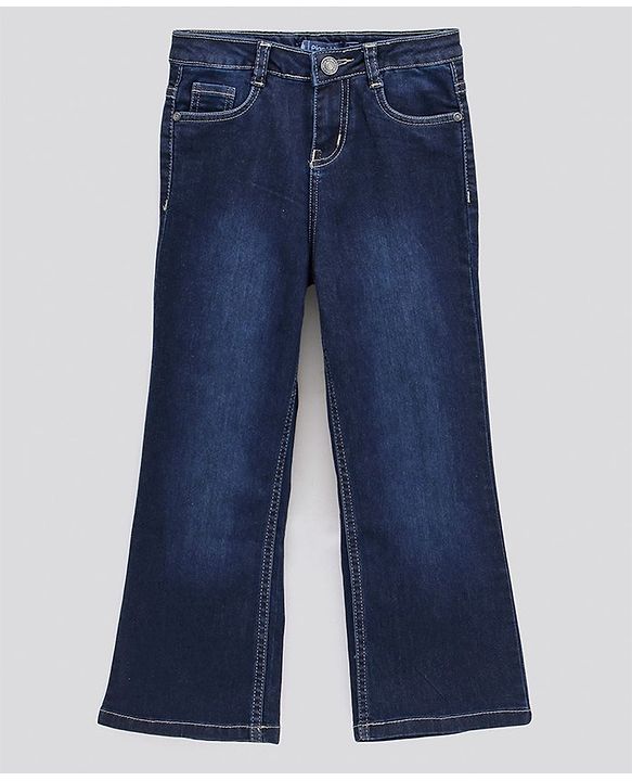 Pine Kids Cotton Woven Full Length Solid Jeans - Dark Blue