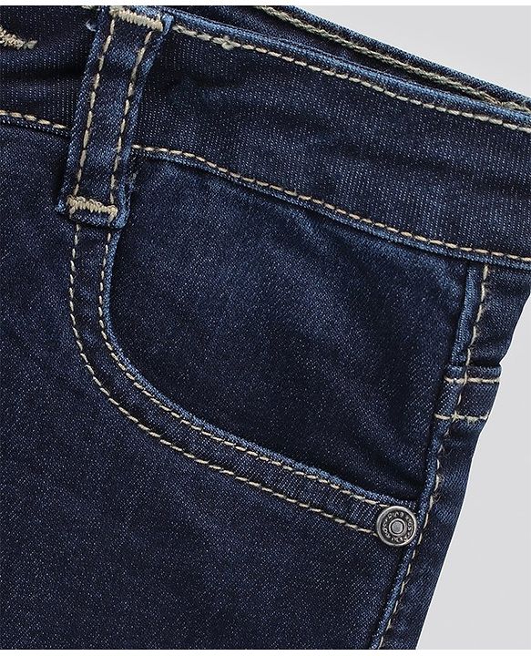 Pine Kids Cotton Woven Full Length Solid Jeans - Dark Blue