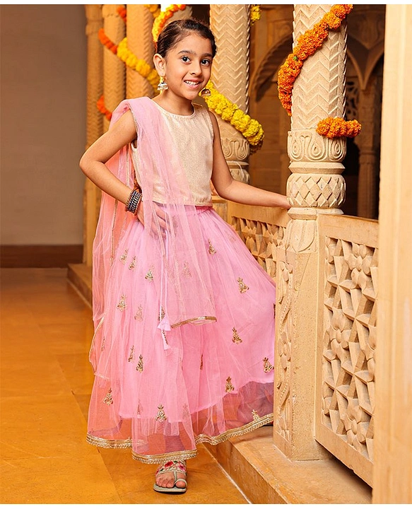 Buy Babyhug Half Sleeves Pattu Pavada Choli with Lehenga Set with Floral  Embroidery Fuchsia for Girls (12-18Months) Online in India, Shop at  FirstCry.com - 15510619