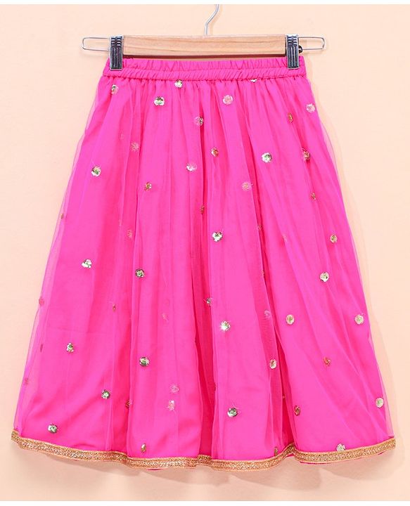 Babyhug Sleeveless Choli & Lehenga With Dupatta Embroidered  - Fuschia