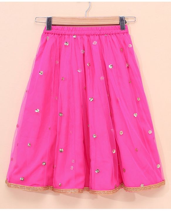 Babyhug Sleeveless Choli & Lehenga With Dupatta Embroidered  - Fuschia