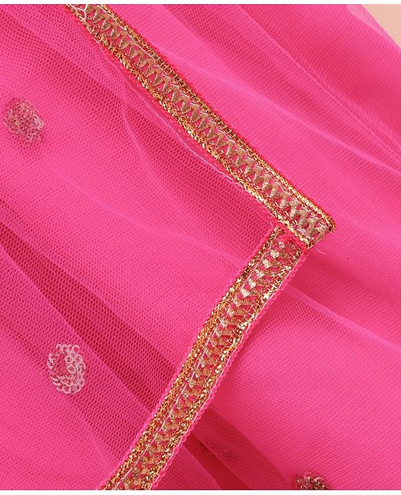 Babyhug Sleeveless Choli & Lehenga With Dupatta Embroidered  - Fuschia
