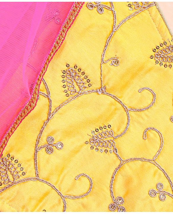 Babyhug Sleeveless Choli & Lehenga With Dupatta Embroidered  - Fuschia