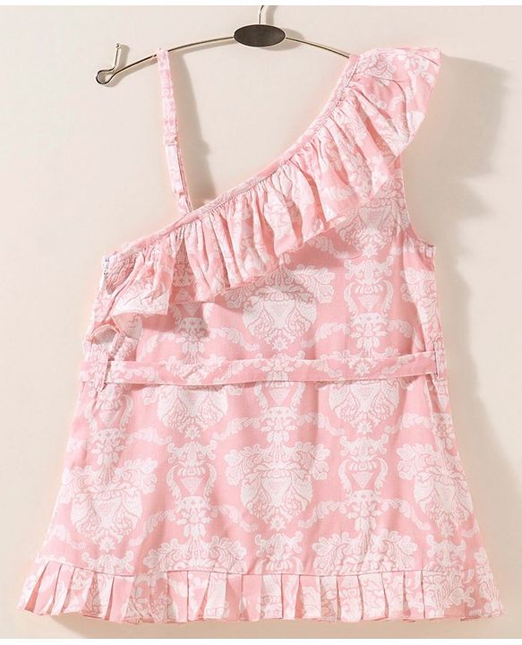 Babhyhug Cotton Woven Sleeveless Floral Printed Ethnic Dress - Pink