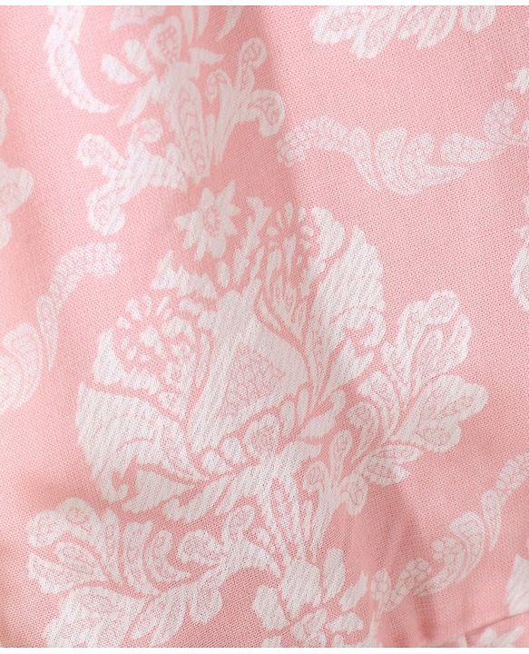 Babhyhug Cotton Woven Sleeveless Floral Printed Ethnic Dress - Pink