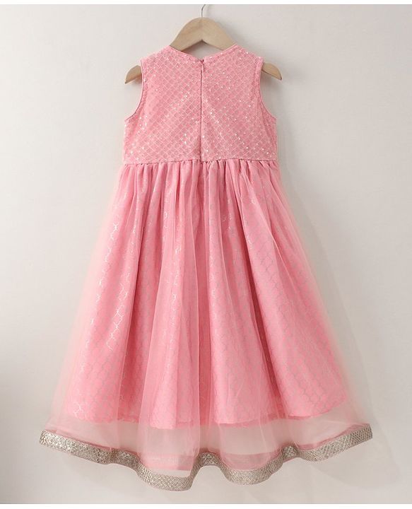 Babyhug Sleeveless Printed Ethnic Dress- Pink