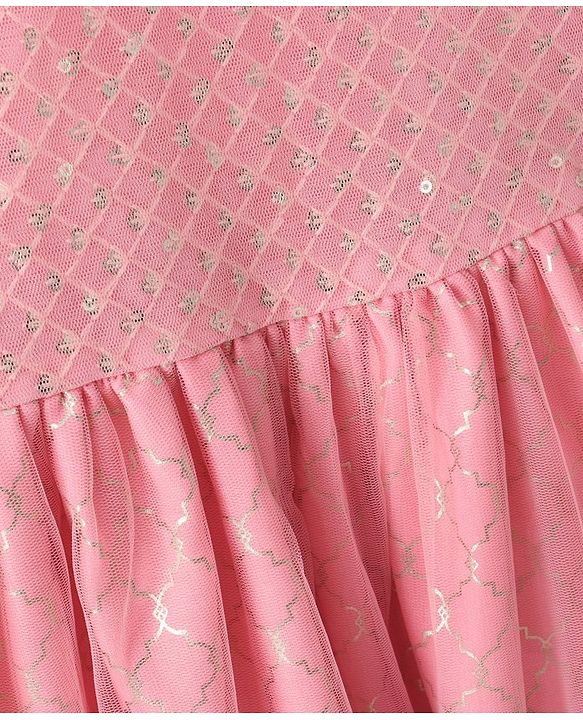 Babyhug Sleeveless Printed Ethnic Dress- Pink