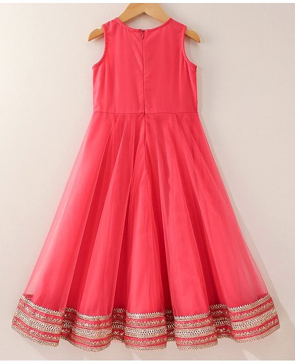 Babyhug Sleeveless Solid Color Dress With Embroidered Poncho - Beige Pink