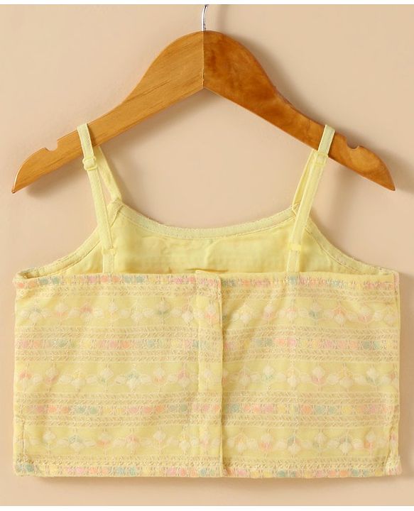 Babyhug Singlet Sleeves Woven Choli & Lehenga With Dupatta Floral Embroidery - Yellow