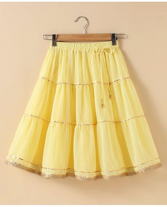 Babyhug Singlet Sleeves Woven Choli & Lehenga With Dupatta Floral Embroidery - Yellow