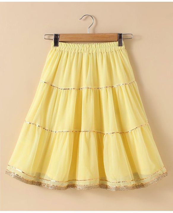 Babyhug Singlet Sleeves Woven Choli & Lehenga With Dupatta Floral Embroidery - Yellow