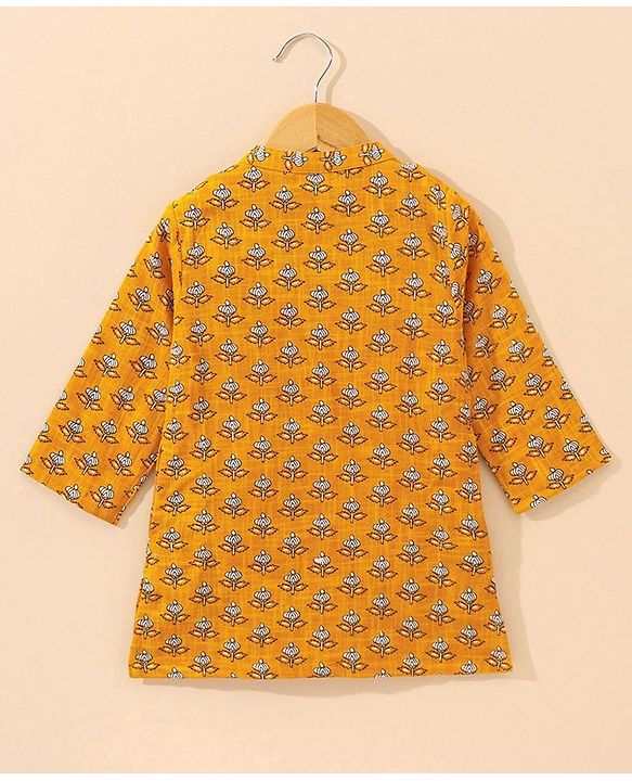 Babyhug Full Sleeves Kurta & Pyjama Set Printed- Yellow