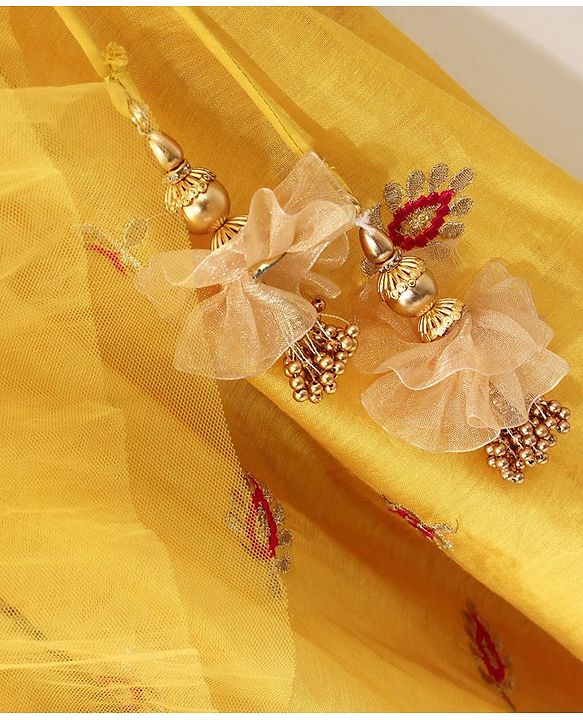 Babyhug Sleeveless Printed Choli Lehenga & Dupatta Set - Yellow