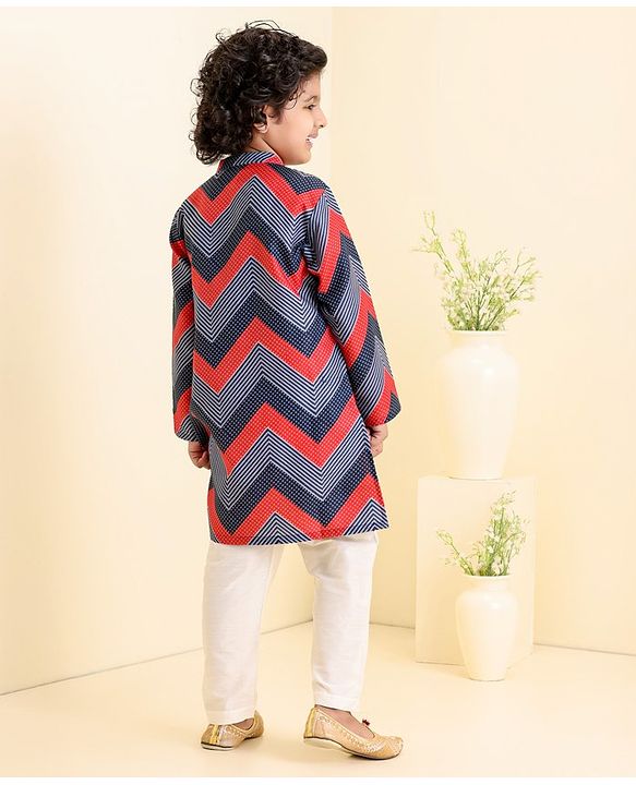 Babyhug Full Sleeves Printed Kurta Pyjama Set- Multicolor