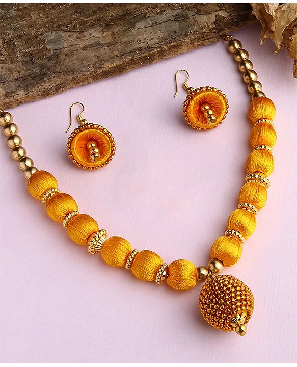 Aarika Women's Silk Thread Necklace with Jhumka price in UAE | Amazon UAE |  kanbkam