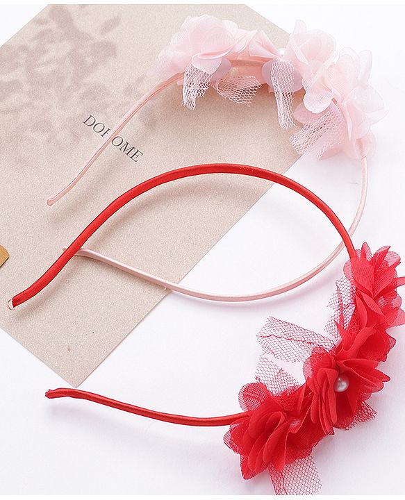 Babyhug Hair Bands Multicolor Pack of 2 - Red and Peach
