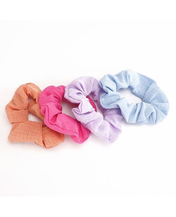 Pine Kids Scrunchies Sets Pack of 4 - Pink Brown