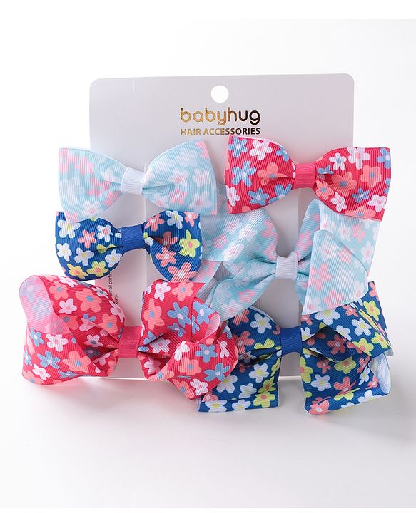 Babyhug Bow and Butterfly Clips Pack of 6 - Multicolor