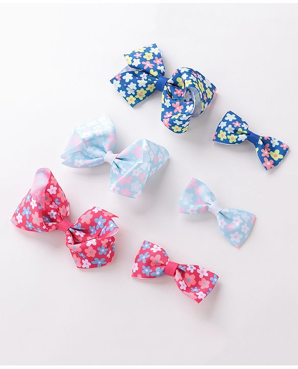 Babyhug Bow and Butterfly Clips Pack of 6 - Multicolor